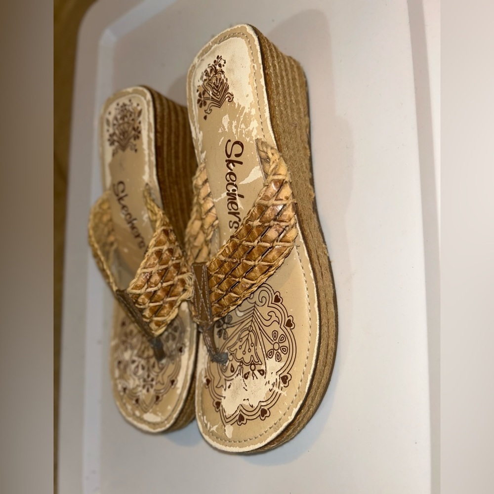 Skechers Cali Woven Espadrille Wedge Sandals Size 8 l Women’s Boho Summer Shoes - Picture 3 of 13